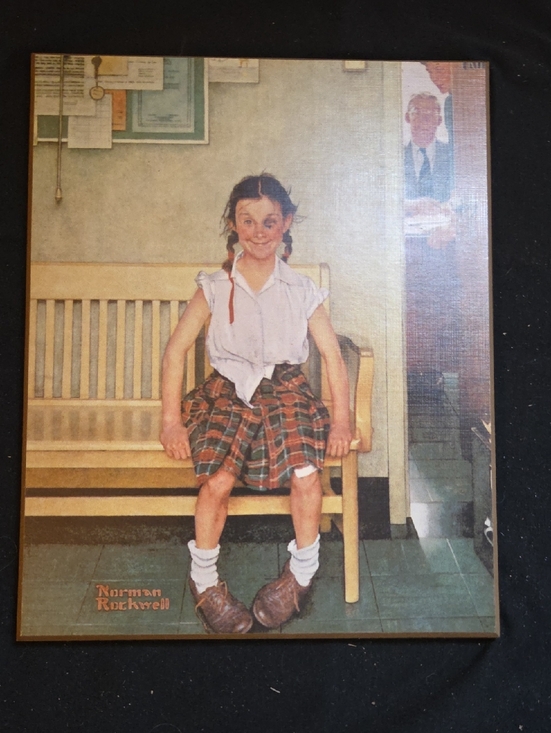 Norman Rockwell Other - Norman Rockwell Girl on Bench Print - Plaid Skirt, White Shirt